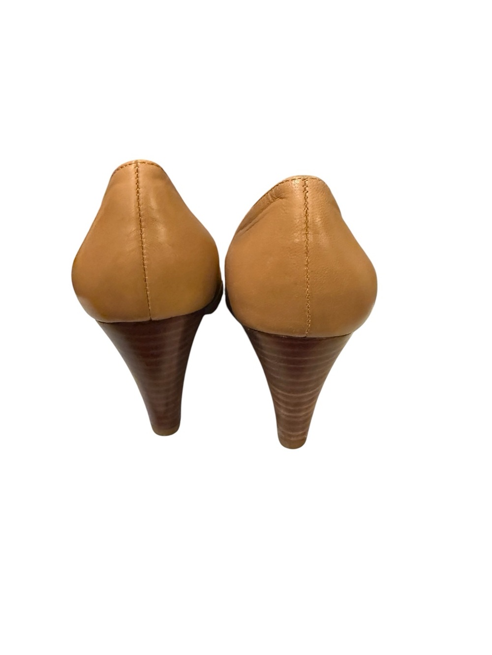 Franco Sarto Wedge Pump - Tan Leather Women's Heels - Picture 4 of 8